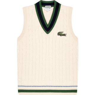 Lacoste Unisex Vest Kabelstrikket Sweater I Økologisk Bomuld