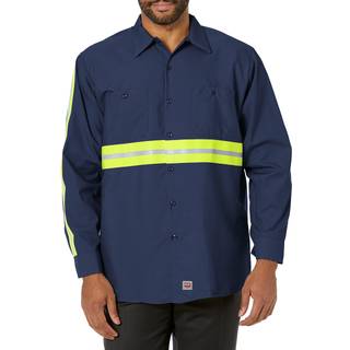 R?d Kap Industrial Forbedret synlighed Lang?rmet arbejdsskjorte - Lange st?rrelser - Navy XLT
