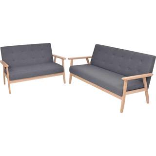 3-Personers Sofa I Stof - Mørkegrå / 2-personers 3-personers