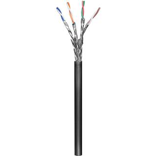 CAT 6 udendørs netværkskabel, S/FTP (PiMF), sort, 100m kabelrulle