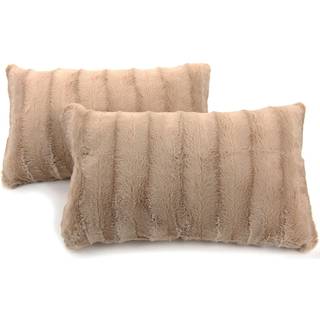 Cheer Collection faux pels kast puder - dekorative puder til sofa seng kaste puder sand accent puder til sovev?relse eller stue ?stetisk s?t med