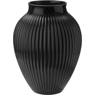 Knabstrup Keramik - vase med riller - Sort - 27 cm