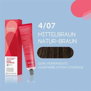 Londa Professional Hårfarver og nuancer Londacolor Extra Coverage 4/07 Medium brun Naturlig brun 60 ml (1.033,00 kr / 1 l) - 60 ml