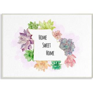 Stupell Industries Missouri State Sweet Home Succulent Watercolor Vignette Wall Plaque 12 X 18 Multi-Color