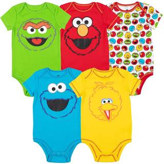 Sesame Street Elmo Cookie Monster Oscar The Grouch Big Bird Infant Baby Boys 5 Pack Bodysuits White 18 m?neder