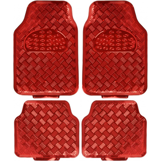 BDK Universal Fit 4-Piece Metallic Design Car Floor Mat-(r?d) (MT-641-RD)
