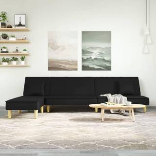 L-Formet Sovesofa 255X140X70 Cm Stof - Sort