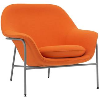 Normann Copenhagen Drape Lounge Chair Low Grey Steel Lænestol Skum Ramme i Stål - Lænestole Tekstil Orange - 712872