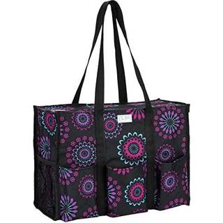 Pursetti Utility Tote med lommer og rum-perfekt sygeplejerske Tote taske L?rerpose Arbejdsposer til kvinder og h?ndv?rkstoks (Purple Circle_Large