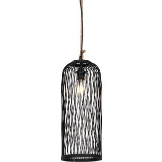 Rustik udendørs pendellampe sort rattan 25 cm - Calamus