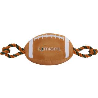 Kæledyr først NCAA Miami Hurricanes Fodboldhund Legetøj Togsk kvalitet Nylonmaterialer Stærke træk reb Inner Squeaker Collegiate Team Color