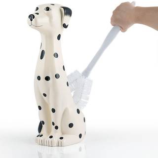 Allure Home Creation Dalmatian-mønstret keramisk toiletbørsteholder med hvid plastgreb - 2-delt sæt
