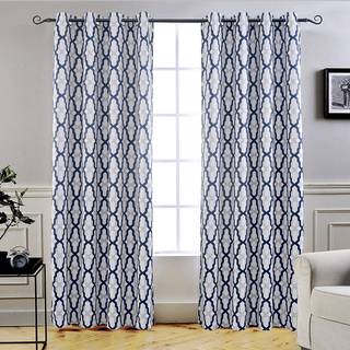 Driftaway Mason Thermal Blackout Grommet Window Curtain Geometric Trellis M?nster 2 Paneler Hver 52 tommer med 96 tommer Navy