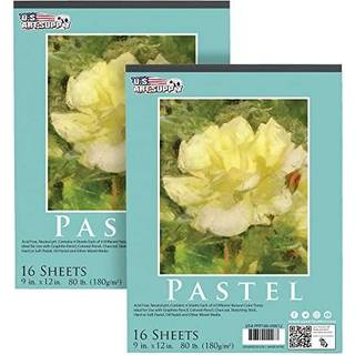 U.S. Art Supply 9 """" X 12 """" Premium Pastel Paper Pad 80 pund (180 gsm) Assorteret Natural Tone Paper Paper Pad p? 16-ark (pakke med 2 puder)