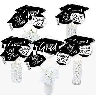 Stor prik af lykke sort og hvid 2024 Graduation Party Centerpiece Sticks - Table Toppers - S?t p? 15