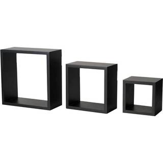 Melannco Floating Wall Square Cube hylder til sovev?relse stue badev?relse k?kken - tr? s?t af 3 espresso