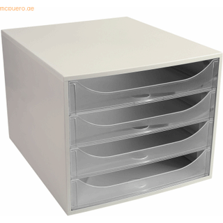 Exacompta Ecobox Skuffekabinet, 4, grå/klar