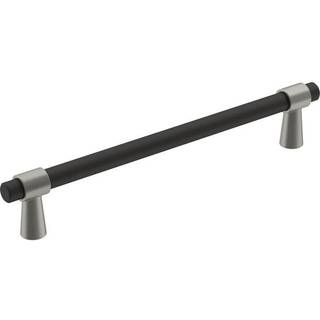 Amerock | Kabinettræk | Matte sort/satin nikkel | 6-5/16 tommer (160 mm) Center-til-centre | Mergens | 1 pakke | Skuffet træk | Skabshåndtag | Sk