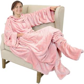 Catalonien B?rbart fleece -t?ppe med ?rmer og fodlommer til voksne kvinder M?nd mikro plys Comfy Wrap Sleeved Through T?ppe Robe Large Pink