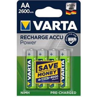 VARTA Recharge Accu Power AA batteri 2600 mAh, 4-pak