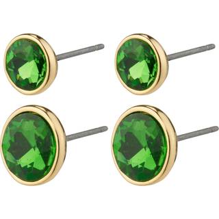 Pilgrim Gold + Green Callie Crystal Earring Set - Gold