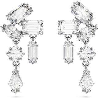 Swarovski Mesmara Mixed Cuts Rodium Plated Drop Earrings - Silver