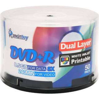 Seyoo Smart K?b 50 Pack DVD+R DL 8,5 GB 8X DVD Plus R Double Layer Printable White Inkjet Blank Data Recordable Media 50 Discs Spindle (XG)