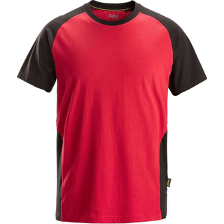 Snickers 2550 tofarvet t-shirt chilirød/sort L