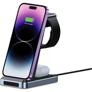 Tech-Protect Trådløs Oplader 15W til Smartphone/Apple Watch/Hovedtelefoner - Sort