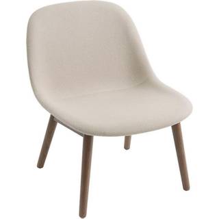 Muuto Fiber loungestol wood base stof Hero 211 beige, brunbejdsede egetræsben