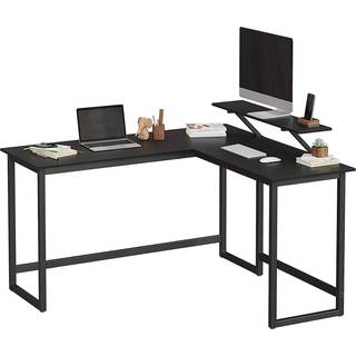 VASAGLE Computerbord, L-formet skrivebord, med skærmstativ, sort