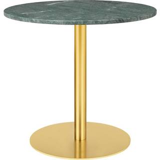Gubi - Gubi 1.0 Dining Table, Round, Ø80, Brass Base, Marble Top - Verde Guatemala - Spiseborde - Grøn - Metal/Sten