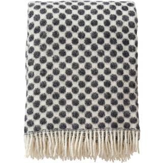 Klippan Yllefabrik Gotland dots uldplaid 130x200 cm Hvid/Sort