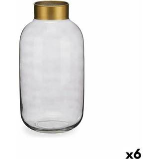 Vase Gift Decor Grå Gylden Glas 14,5 x 29,5 x 14,5 cm (6 enheder)