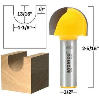 Yonico 19100 1-1/8-tommer Diameter Core Box Router Bit 1/2-tommer skaft