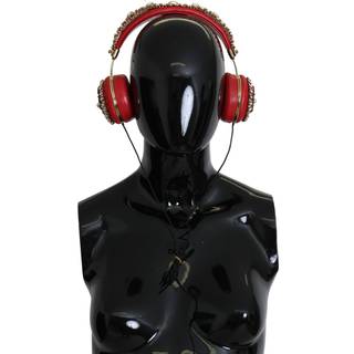 Dolce & Gabbana Exquisite Red Crystal Leather Headphones