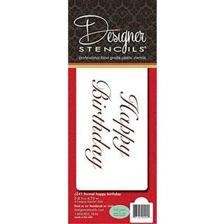 Designer Stencils Fancy Happy Birthday Cake Stencil Beige/Semi-gennemsigtig