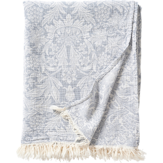 Klippan Yllefabrik Sunflower bomuldsplaid 140x200 cm Dark denim