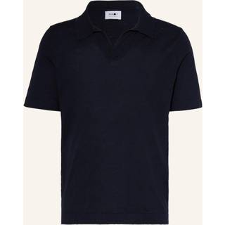 NN07 Ryan Cotton/Linen Polo Navy Blue