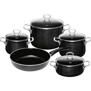 Riess Nouvelle Black Magic extra stark Kochgeschirr-Set 5-teilig - Emaille - Schwarz