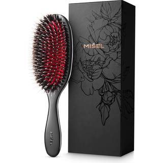 Misel Professional Boar Bristle Hair Brush til kvinder og m?nd | Detangler alle naturlige h?rtyper og h?rforl?ngelser | Reducerer brud | Fantasti