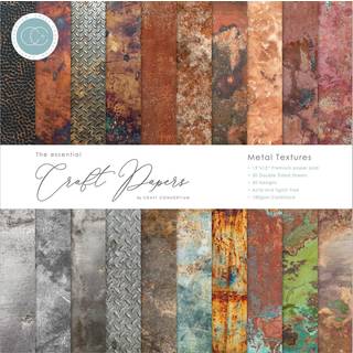 Craft Consortium dobbeltsidet papirpude 12 """" X12 """" 30/PKG-Metal Textures 20 Designs Multi