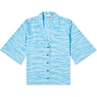Ganni Printed cotton shirt - blue - M