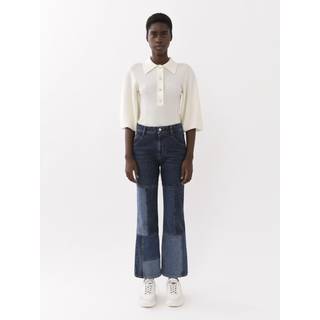 ChloÃ© Patchwork cropped flared jeans - blue - XS