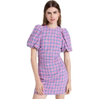Ganni Checked cotton-blend minidress - multicoloured - L