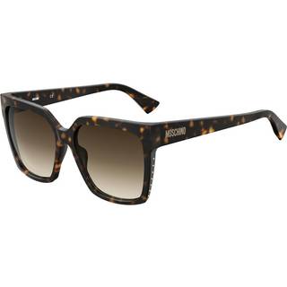 Moschino Kvinde MOS079/S 086/HA Solbriller Acetat Havana Brun Firkantet Skygge