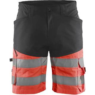Blåkläder 1541 High Vis Shorts med stretch / High Vis Arbejdsshorts med stretch - C50 - Sort/High Vis Rød