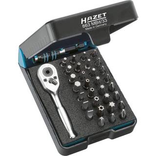 HAZET 1/4 Bit-Sæt, 33 Dele med reversibel skralde i stål