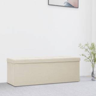 foldbar opbevaringsbænk kunstlærred cremehvid