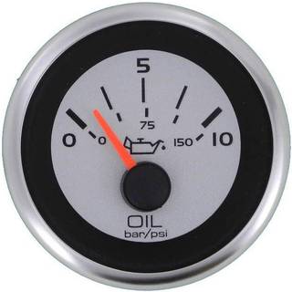 Olietryksmåler Veethree Argent, dugfri, Ø52 mm, 12 V, C, 240 - 33 Ω, sølv/sort/hvid, 0 - 100 psi